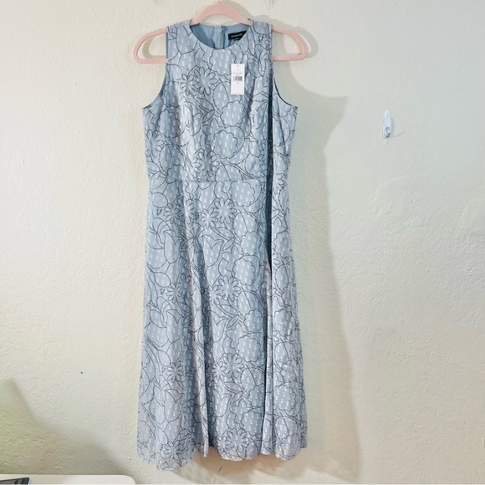Banana Republic Pale Blue Floral A-Line Midi Dress